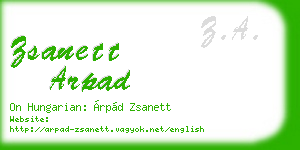 zsanett arpad business card